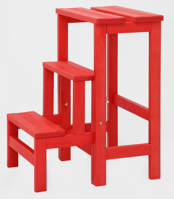 sconto Leiterhocker 60x40x46 cm aus rotem Holz