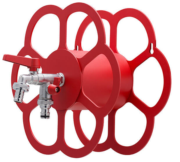 Belfer 42/FR Roter Wandschlauchhalter mit doppeltem Auslaufhahn online