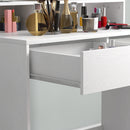 Consolle Trucco con Specchio e 10 Luci LED Stile Hollywood 80x40x135 cm in Melamina Bianco  
