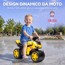 Moto Cavalcabile per Bambini 18 Mesi - 3 Anni Balance Senza Pedali con Musica Giallo      