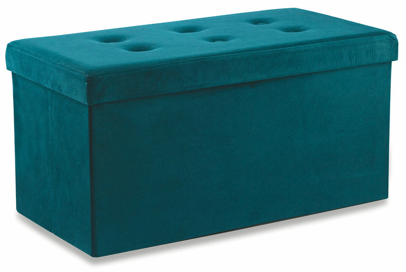 aufbewahrung petrol Pouf-Truhe mit Aufbewahrung in Petroleum Soriani Velvet – acquista su Giordano Shop
