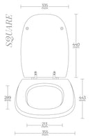 Copriwater Universale 35,5x44,3 cm in MDF Cerniere in Metallo Cromato Square Bianco Lucido