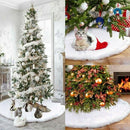 Gonna Copribase per Albero di Natale Ø78 cm in Peluche Effetto Neve Bianco      