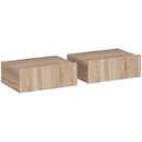 Set 2 Comodini Sospesi Moderni 40x30x15cm con Cassetto in Legno Rovere      