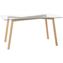 Tavolo Rettangolare 150x75x76 cm Max 6 Persone in Acciaio con Piano in Vetro Temperato