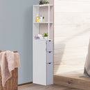 Mobiletto a Colonna da Bagno Salvaspazio in Legno Bianco 15x33x136 cm 
