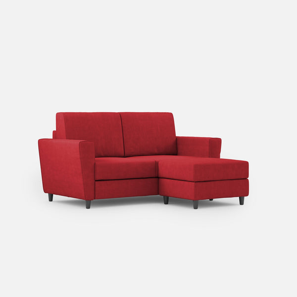acquista Divano 2 Posti con Pouf 152x155x85 cm Yasel in Tessuto Rosso