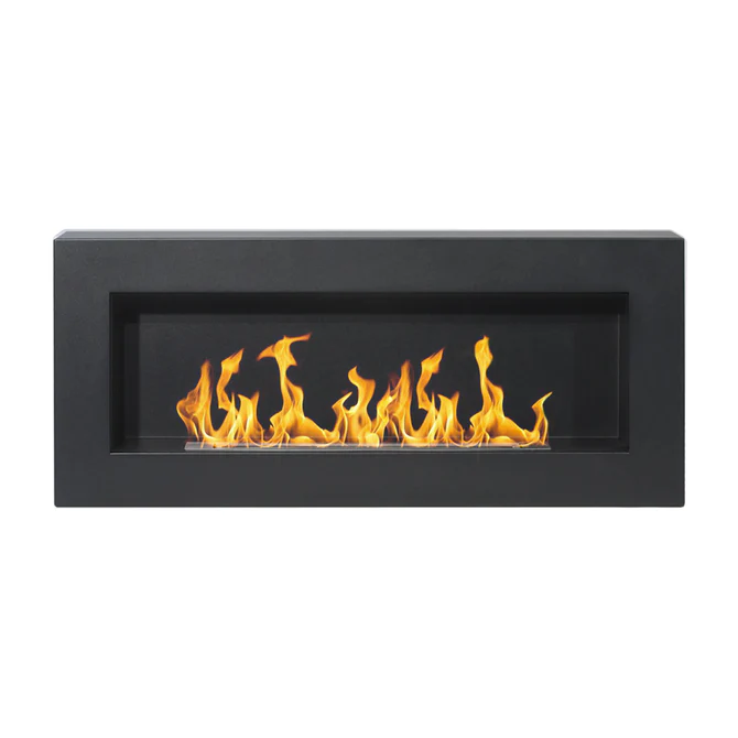 Camino a Bioetanolo da Parete 90x12x40 cm in Acciaio Inox Nero