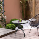 Tavolino da Giardino in Acciaio con Piano in Vetro Temperato Ø80x72 cm 