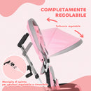 Triciclo Passeggino per Bambini con Maniglione 95x50x106 cm con Cintura di Sicurezza Rosa  