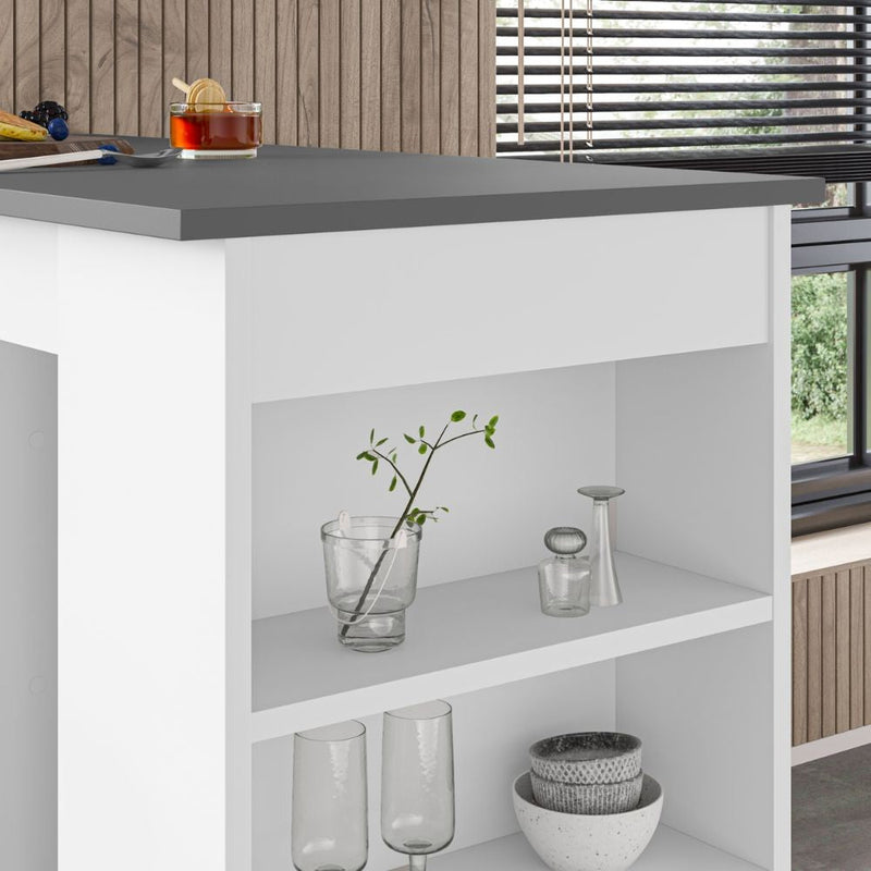 Tavolo da Pranzo Penisola 117x54x101,8 cm in MDF Swallow Bianco e Antracite