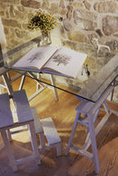 Sgabello Scaletta 60x40x46 cm in Legno Verde Oliva