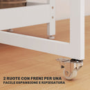 Tavolo Pieghevole a 2 Ribalte per 4 Persone 133,4x80x75 cm con 2 Ripiani Aperti in Legno e Metallo Bianco      