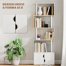 Libreria Moderna con 5 Ripiani 60x23.8x179,2 cm con Armadietto alla Base in Legno Bianco  