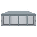Gazebo da Giardino 600x300 cm Pieghevole con 6 Zanzariere e Pulsante in Acciaio e Poliestere Grigio 