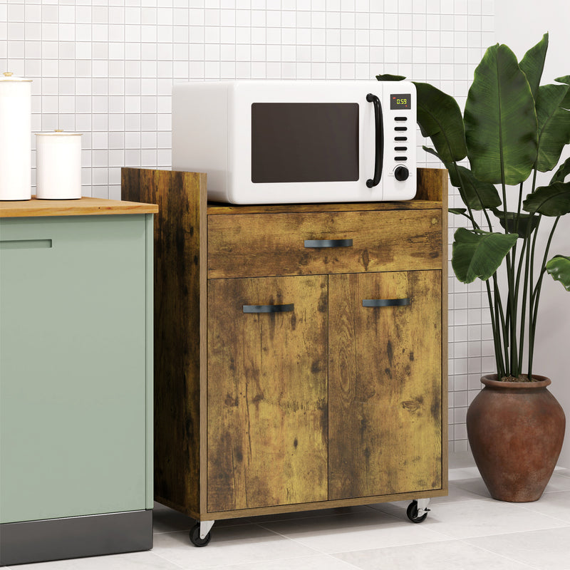 Carrello Isola da Cucina Armadietto con Ruote 60x40x77cm Marrone Rustico   