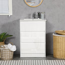 Mobiletto Bagno 2 Cassetti 61x37x88 cm con Lavabo in Ceramica Bianco