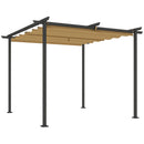 Gazebo Pergola da Giardino 300x300x227H cm con Tetto Retrattile e Fori di Drenaggio Beige e Nero   