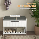 Mobile Ingresso con Scarpiera e Appendiabiti 80x20x40 cm in MDF e Poliestere Bianco