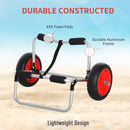 Carrellino da Spiaggia Pieghevole per Kayak e Canoa con Paraurti 70x40x42 cm in Alluminio e NBR Argento Nero e Rosso