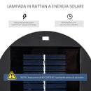Lanterna Solare da Giardino LED con Pannello di Ricarica in Rattan e Metallo  Ø21.5x61cm Nero-5