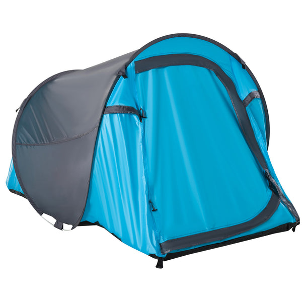 Tenda da Campeggio a Cupola con 2 Finestre e Design Pop-Up a Igloo 220x108x110 cm in Poliestere Blu sconto