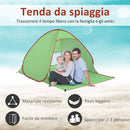 Tenda da Spiaggia Pop Up 200x150x119 cm con Protezione UV 30+ e Borsa di Trasporto Verde   
