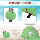 Tenda da Spiaggia Pop Up 200x150x119 cm con Protezione UV 30+ e Borsa di Trasporto Verde   