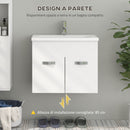 Mobile da Bagno Sospeso con Lavabo in Ceramica 61x40x50 cm Bianco Lucido  
