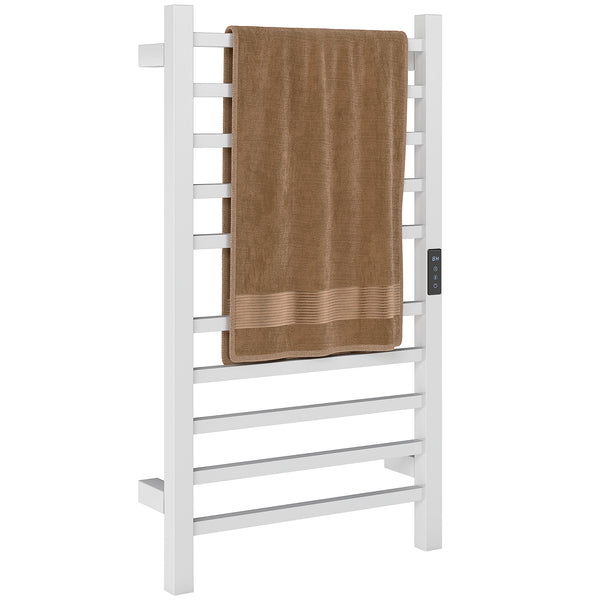 online Scaldasalviette Elettrico Smart 45x11x80 cm a 10 Barre con Timer e Display LCD in Acciaio Inox Bianco