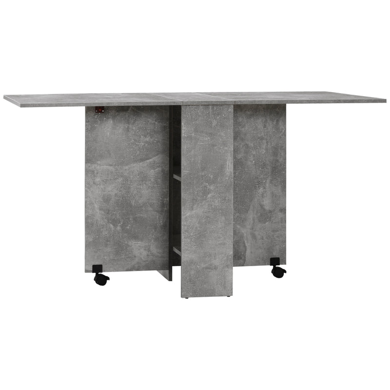 Tavolo Pieghevole Salvaspazio 75x140x74 cm con Ruote in Legno Grigio