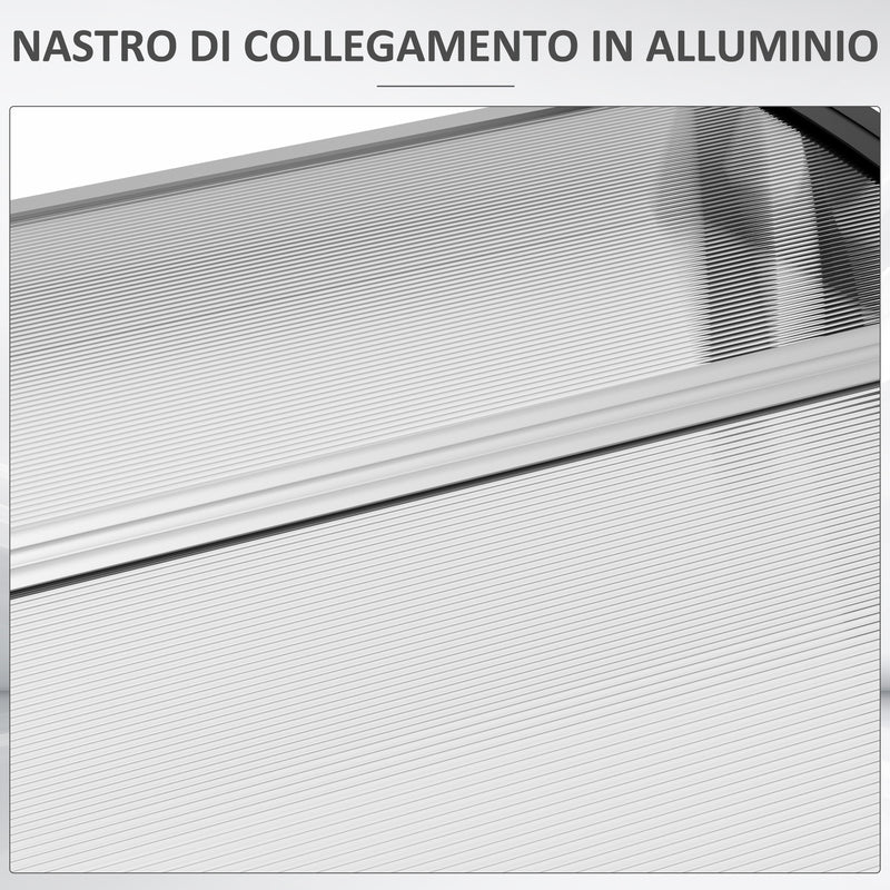 Tettoia in Policarbonato e Alluminio per Balconi 303x96x27 cm Finestre e Porte Nero e Trasparente