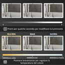 Armadietto a Specchio da Bagno 80x12,8x60 cm Illuminato a LED 3 Tonalità in Vetro e Alluminio Nero  