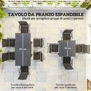Set da Giardino con Tavolo da Pranzo Allungabile e 6 Sedie Pieghevoli in Acciaio Alluminio e Rete Grigio e Nero    
