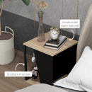 Set da 2 Tavolini da Caffè 40x40x45 cm con Vano Porta Oggetti in Truciolato e Acciaio Nero e Quercia