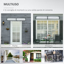 Pensilina Tettoia  200x100x26 cm in Policarbonato e Alluminio Nero e Trasparente  