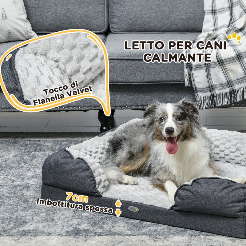 Cuccia Imbottita per Cani Taglia Media con Cuscino Rimovibile Lavabile 90x69x21cm Grigio Carbone 