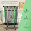 Tappeto Elastico per Bambini 3-10 Anni Ø163.5x190 cm con Ingresso a Cerniera Verde   