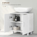 Mobile Sottolavabo da Bagno con Armadietto 2 Ante 60x35x60 cm in MDF Bianco 