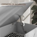 Cassapanca con Cerniere di Sicurezza Contenitore Capacità 127L 100x40x45cm in Legno Bianco  