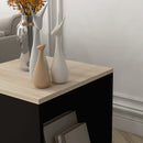 Set da 2 Tavolini da Caffè 40x40x45 cm con Vano Porta Oggetti in Truciolato e Acciaio Nero e Quercia