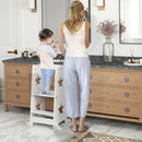 Torre Montessoriana Scala Convertibile in Tavolo con Sedia 60x44,5x86 cm in Legno Bianco 