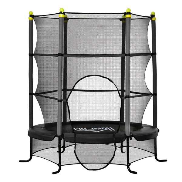 sconto Trampolino Tappeto Elastico per Bambini 3-10 Anni con Rete e Pali Imbottiti in Acciaio Ø163x163 cm in PP e Schiuma Nero