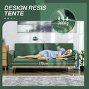 Divano Letto Singolo Clic Clac 206x81x83 cm in Tessuto Effetto Velluto con 2 Cuscini Verde 