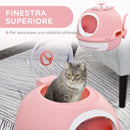 Toilette Chiusa per Gatti 47x55x44 cm con Vassoio Estraibile e Paletta Rosa
