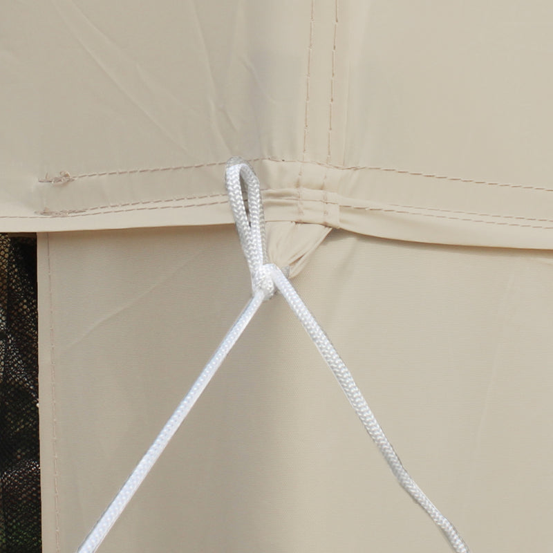 Gazebo da Giardino con Zanzariera Doppio Tetto 3x3m Telaio in Metallo Beige