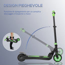Monopattino Elettrico Pieghevole per Bambini Altezza Regolabile 75-80 cm Nero e Verde  