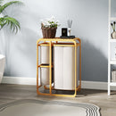 Cesto Portabiancheria con 3 Scomparti Estraibili in Tessuto color Crema e Struttura in Bambù 50x32x69,7 cm   