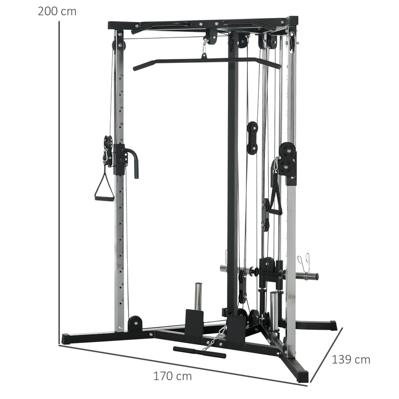 Stazione Fitness per Allenamento Totale 170x139x200 cm Power Tower in Acciaio Nero  
