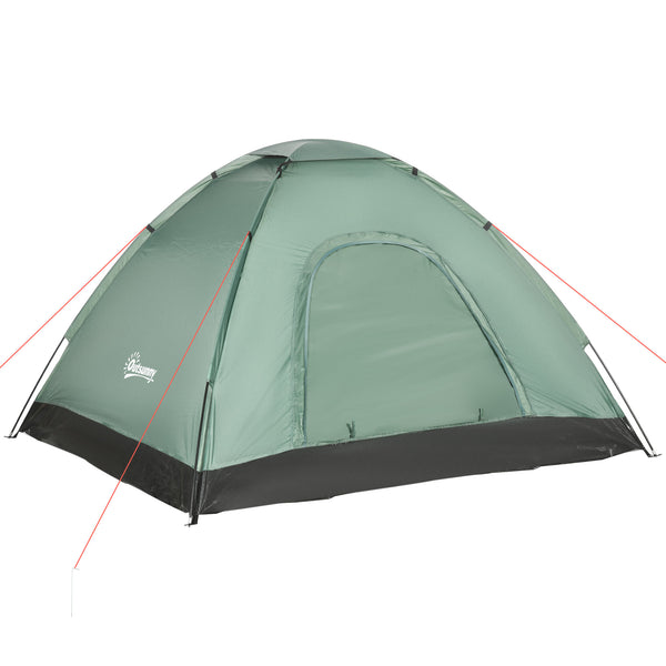 Tenda da Campeggio 2 Posti con Porta a Cerniera Zanzariera e Sacca di Trasporto 206x185x120 cm in Poliestere Verde prezzo